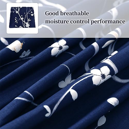 Futon Mattress Cover - Navy Floral, Twin Size, Soft & Washable