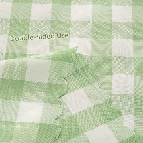 Luxedevin Green and White Gingham Table Runner 71" x 14" - Washable, Double-Sided, Yarn-Dyed