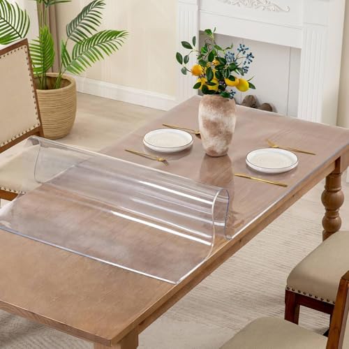 24 x 30 Inch Clear PVC Table Cover, 2mm Thick Heavy Duty Desk Protector Mat