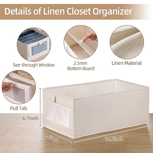 4-Pack Linen Closet Storage Bins and Baskets with Clear Window