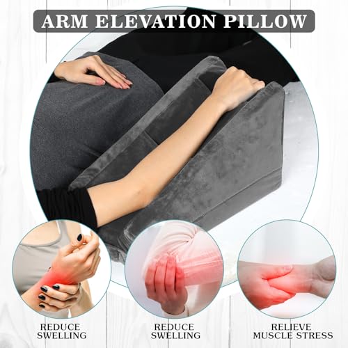 Ergonomic Arm Elevation Pillow with Ice Pockets - Dark Gray
