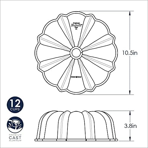 Nordic Ware 12-Cup Bundt Pan - Classic Toffee Finish for Perfectly Baked Cakes