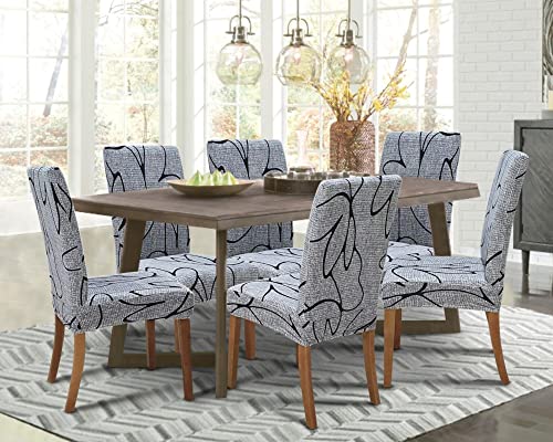 Stretch Dining Chair Covers - Set of 4 Washable Slipcovers in Lotus Gray