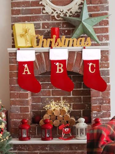 20-Inch Super Soft Plush Monogrammed Christmas Stocking with Red Letter
