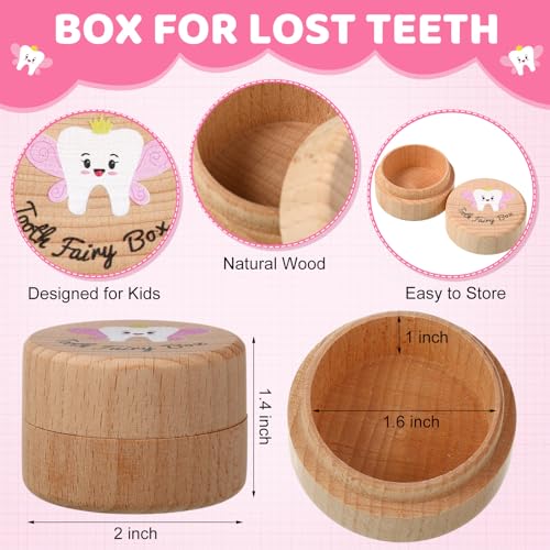 3-Piece Pink Tooth Fairy Kit - Wooden Keepsake Box, Pouch & Gold Coin