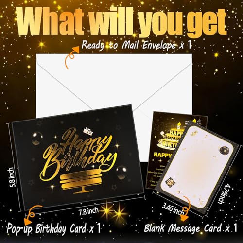 Bevbovcard Pop Up Birthday Card with LED Light & Music Blow Out Candle