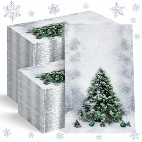 Cholemy Snowflake 200 Pcs Christmas Guest Napkins 2-Ply Paper Towels