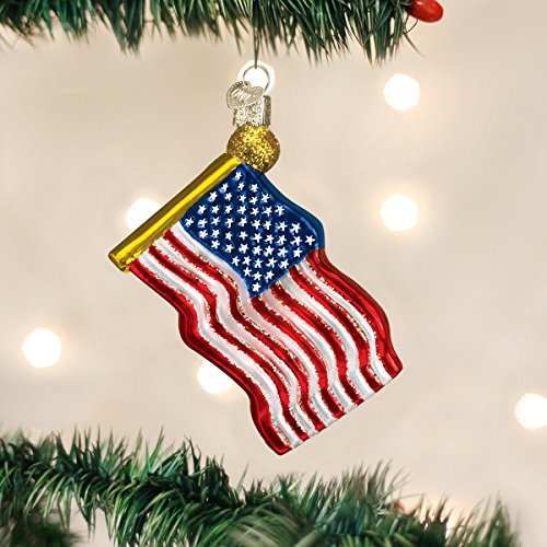 Star-Spangled Banner Glass Blown Christmas Ornament - Handcrafted USA Flag