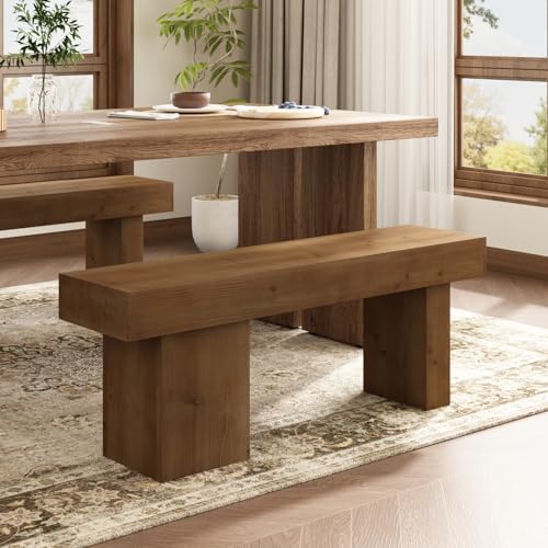 47-Inch Solid Wood Farmhouse Entryway Bench, Rustic Accent Seating