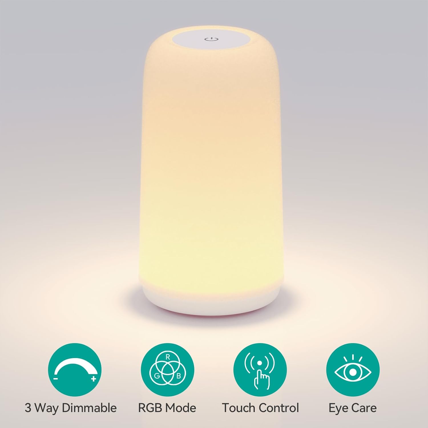 ROOTRO Touch Bedside Table Lamp - Sleek 3-Way Dimmable LED with RGB Mode | Multi-Color Nightstand Light