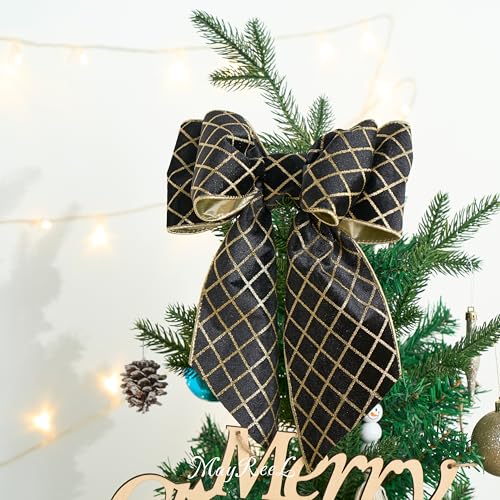 Black & Gold Velvet Wired Ribbon 4 Inch x 10 Yards - Holiday & Wedding Decor