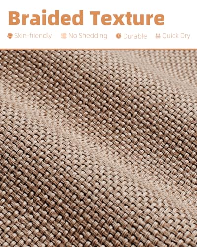 PADOOR Non-Slip Braided Bath Mat, Absorbent Thin Rug 17x24 Beige