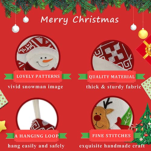 Wewill 17-Inch Classic Christmas Stockings Set of 2 Elk and Snowman, Velvet Holiday Decor with Silver Embellishments - Style 4