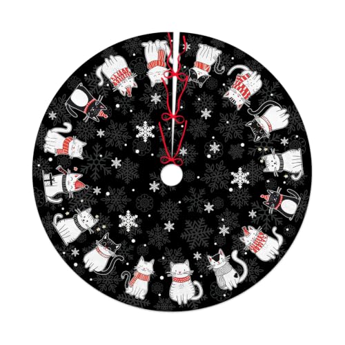 GIITSRIZ Black Christmas Tree Skirt 48 Inch Cat Pattern, Large (Christmas-04)