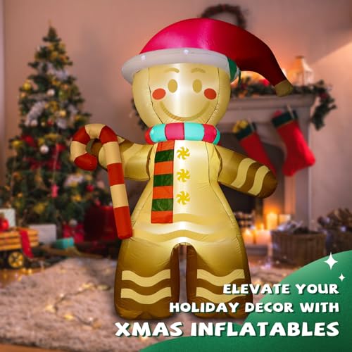 Action Air 7.9 ft Inflatable Gingerbread Man Christmas Yard Decor with LED Lights