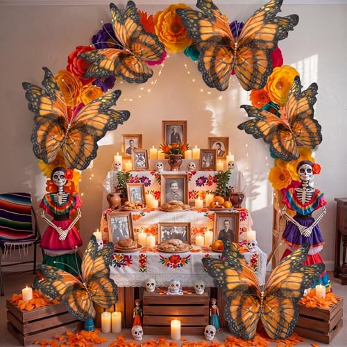 6-Piece Large 3D Monarch Butterfly Decorations for Party and Home Decor