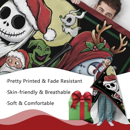 Christmas Flannel Blanket 50x60 Santa Monster Witch Holiday Throw Blanket