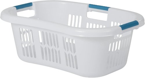 Large Hip-Hugger Laundry Basket by [Brand Name] - 1.5-Bushel White Stackable Storage Organizer for Home