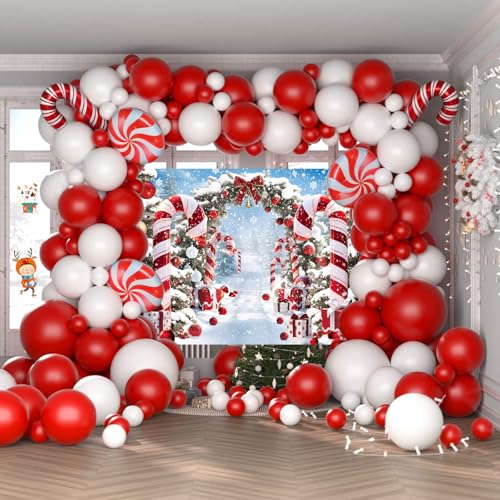 CINRAY 8x6FT Christmas Backdrop Candy Snow Scene Photo Background, Winter Xmas Holiday Props