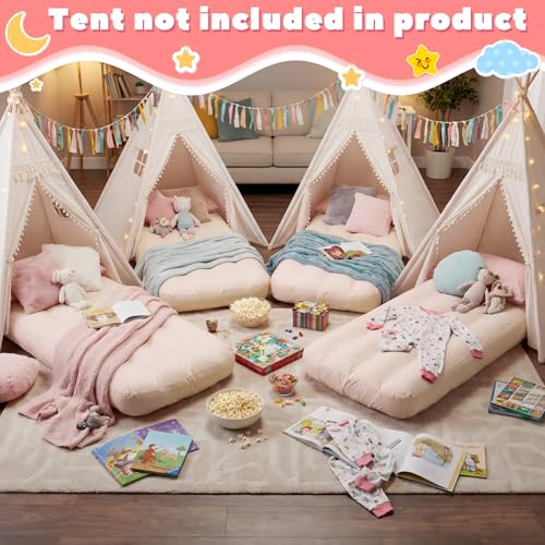 Kids Air Mattress Set - 6 Inflatable Beds with Fitted Sheets, 63x27x8 Inches, Pink