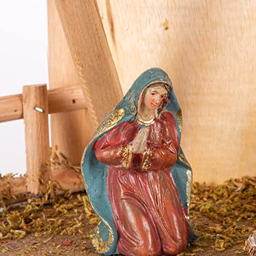 15.25-Inch Nativity Scene Stable with 9 Resin Figurines Christmas Decor