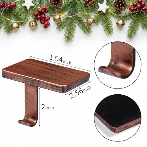 Btanadi Copper Stocking Hangers for Mantle – 6 Pieces with Protective Pads
