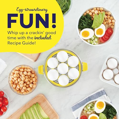 PEEPS & Dash Rapid Egg Cooker - Boiler, Poacher & Steamer - Includes Measuring & Recipe Guide - Dishwasher Safe - Holds 7 Eggs, Yellow