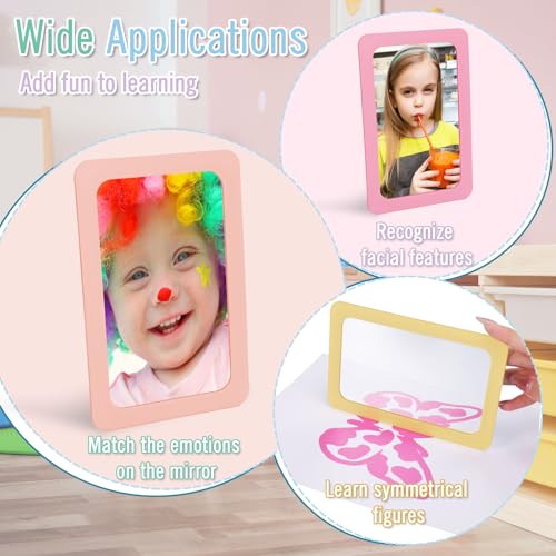 18 Pcs Small Pastel Mirrors for Kids, 4 x 6 Inch Unbreakable Acrylic Mirror