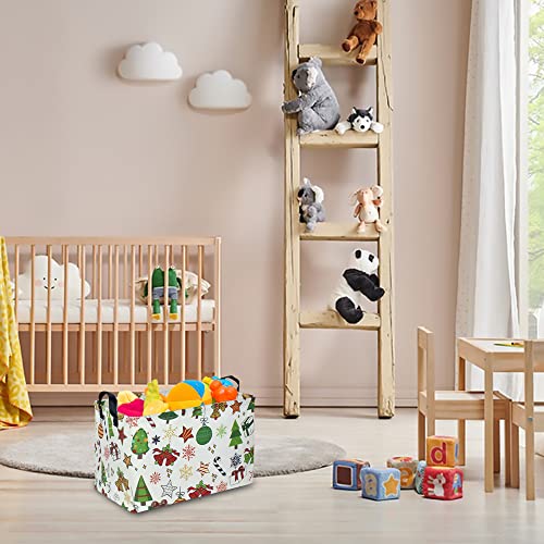 CLOCOR Gift Basket Rectangular Christmas Storage Box with Handles – Waterproof Linen & Canvas Toy Organizer