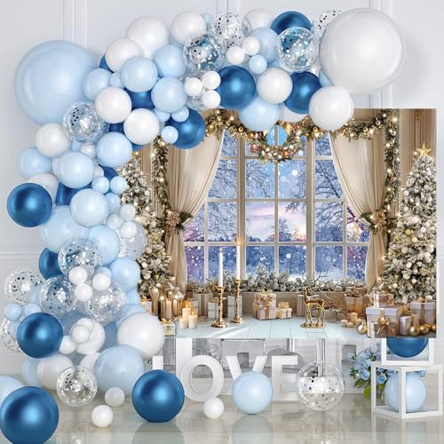 JSHENGZHYI 10x8FT Christmas Window Backdrop White Winter Snow Forest Scene Photo Background