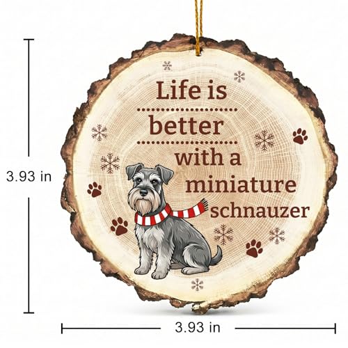 Miniature Schnauzer Wooden Christmas Ornament - Dog Holiday Decor Gift