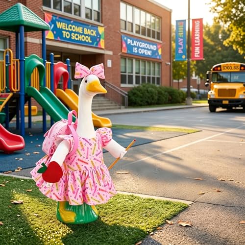 Back to School Porch Goose Outfit for 23-Inch Lawn Statue