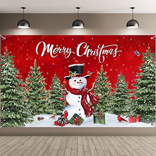 Irenare Christmas Snowman Backdrop Banner for Xmas Party Photo Booth