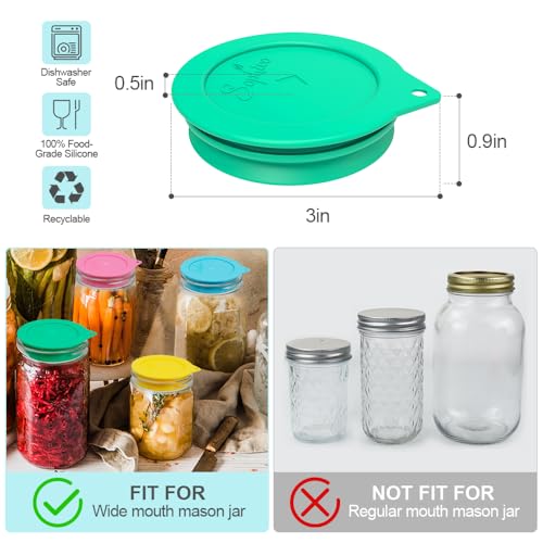 Silicone Fermentation Lids for Wide Mouth Mason Jars 4-Pack