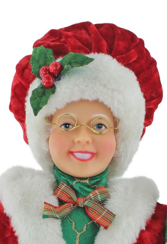 Mrs. Claus Christmas Decor Figurine - Traditional Red & Green Holiday Ornament