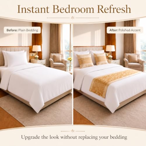 SEESNOW Elegant Jacquard Bed Runner Set with 2 Matching Pillow Covers