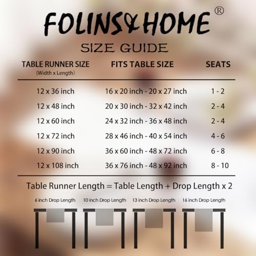 Waterproof White Table Runner - 12x36 Inch Washable Heavy-Duty Polyester