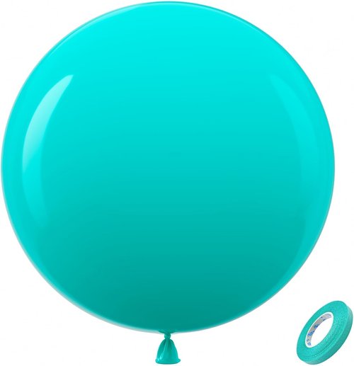 Bezente Teal Giant Balloons - 36 Inch Jumbo Round Turquoise Latex Balloons for Weddings & Parties