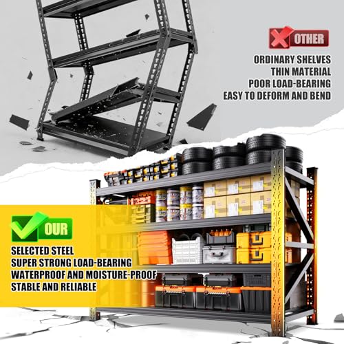 Heavy Duty 4-Tier Metal Garage Shelving Unit 79x24x73 Inch