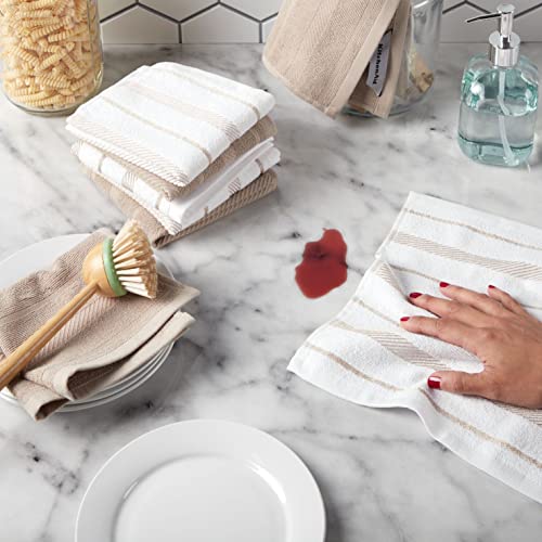 Absorbent Cotton Dishcloth Set, 12x12 Inch Kitchen Towels, 8-Pack