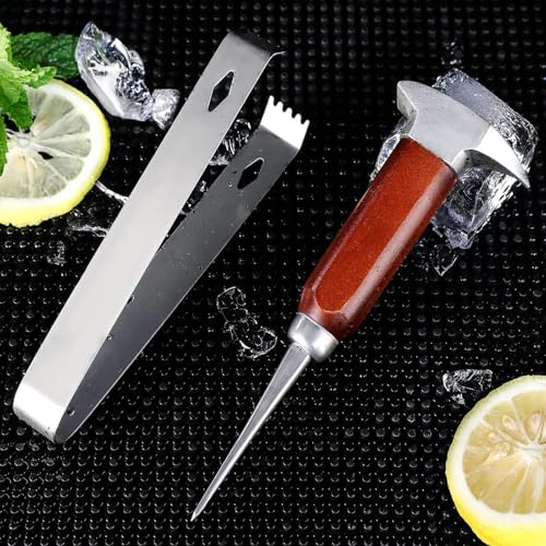 Anvil Ice Pick Stainless Steel Ice Crusher with Wood Handle - Professional Bar Tool