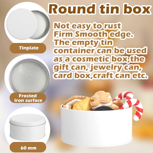 Hicarer 10 Pack White Cookie Tins with Lids - Round Metal Gift Storage Containers