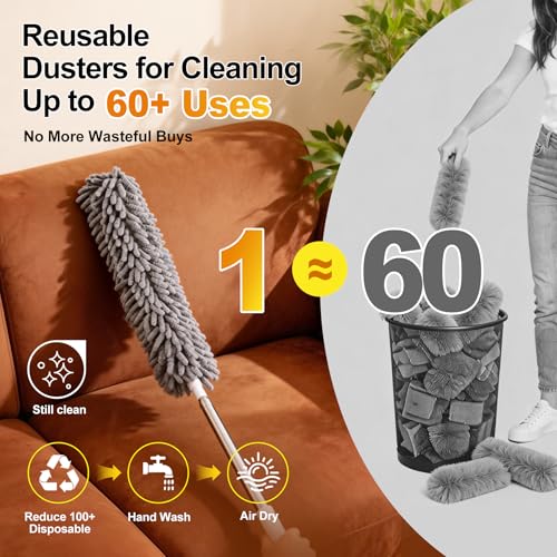 Microfiber Duster Kit with 100-Inch Extension Pole - 5-Piece Cleaning Set