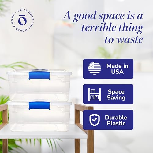 Clear Plastic Storage Bins with Latching Lids 15.5 Qt 4 Pack