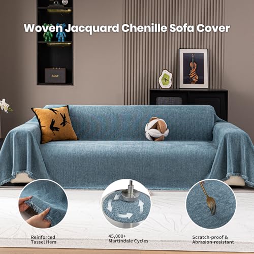 Non-Slip Couch Cover for Dogs - Washable Chenille, 71"x102"