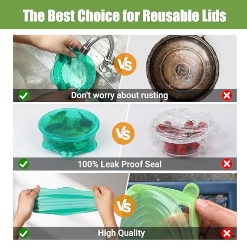 Reusable Silicone Stretch Lids (6-Pack) - Airtight Bowl & Container Covers