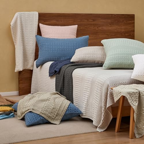 PHF 20x54 Inch Oatmeal Cotton Waffle Body Pillowcase - No Insert