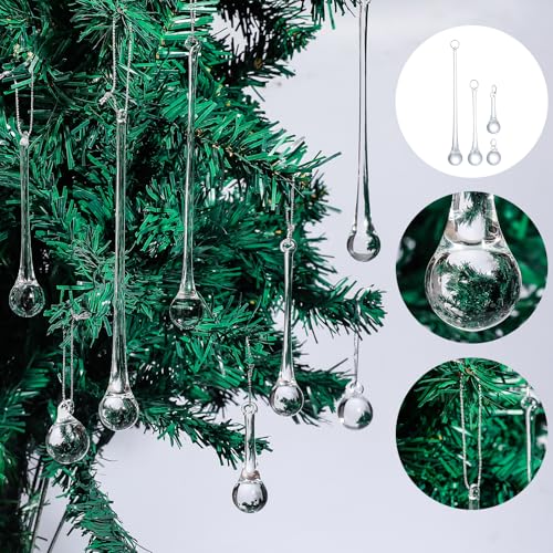 40pcs Clear Glass Teardrop Ornaments for Chandelier Crystals & Holiday Decor