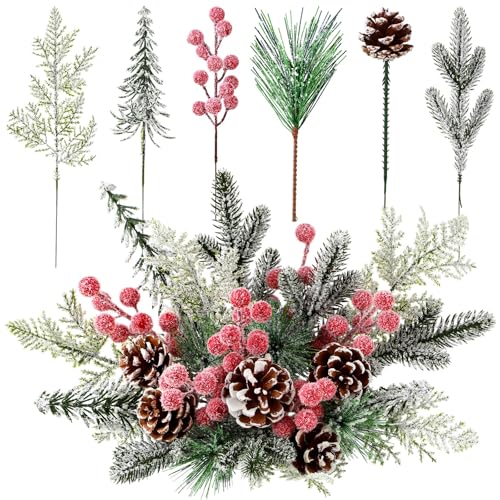 Norme 60-Piece Christmas Greenery Picks Snow Cones for DIY Holiday Decor