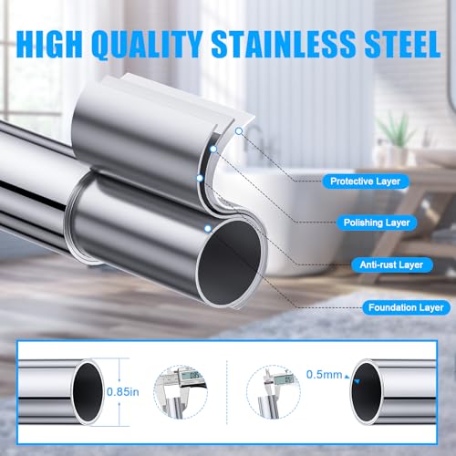 TEECK Adjustable Shower Curtain Rod 32-80 Inch Stainless Steel Tension Rod